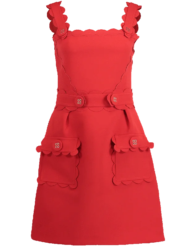 Volume Scallop Hem Dress Tunics Wedding white