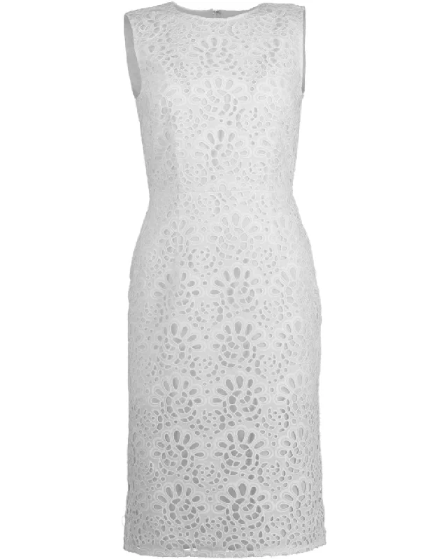 Sleeveless Eyelet Sheath Dress Maxi Flowy Bohemian