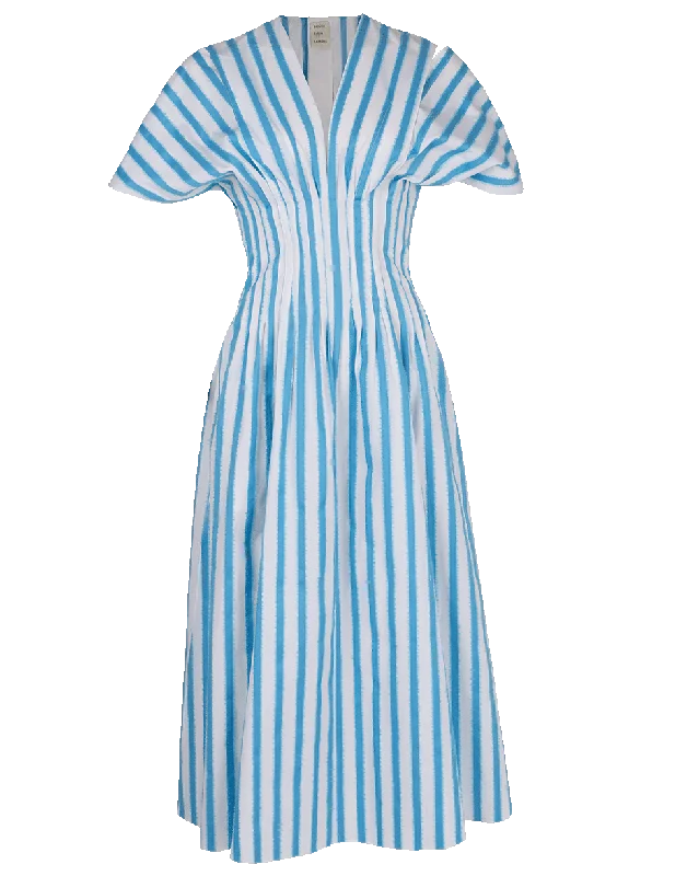 Stripe Poplin Split Sleeve Dress empire Waist empire