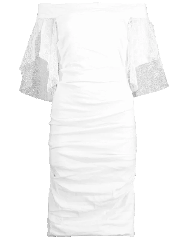 Cotton Metal Off Shoulder Lace Dress Tunics Floral girly