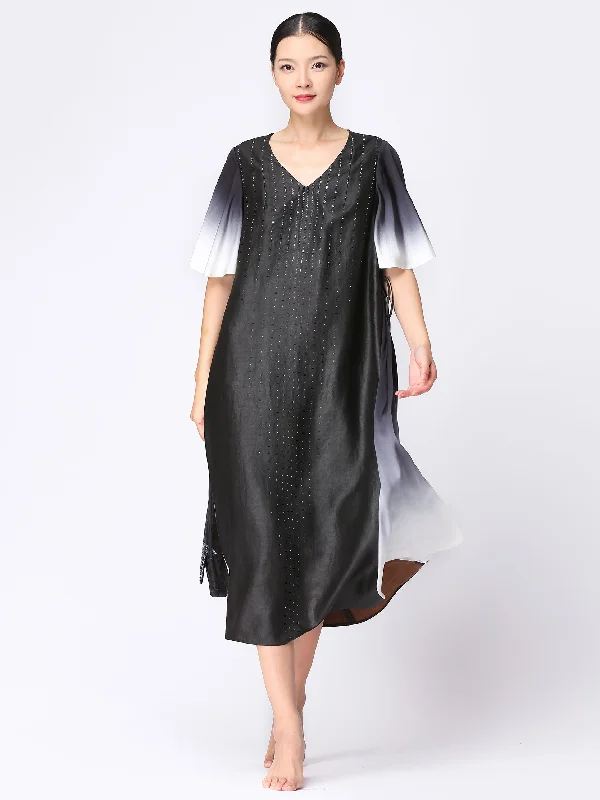 Silk crystal beaded dress Tunics Denim casual