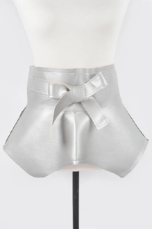 Silver Faux Leather Skirt Belt patchwork skirt art