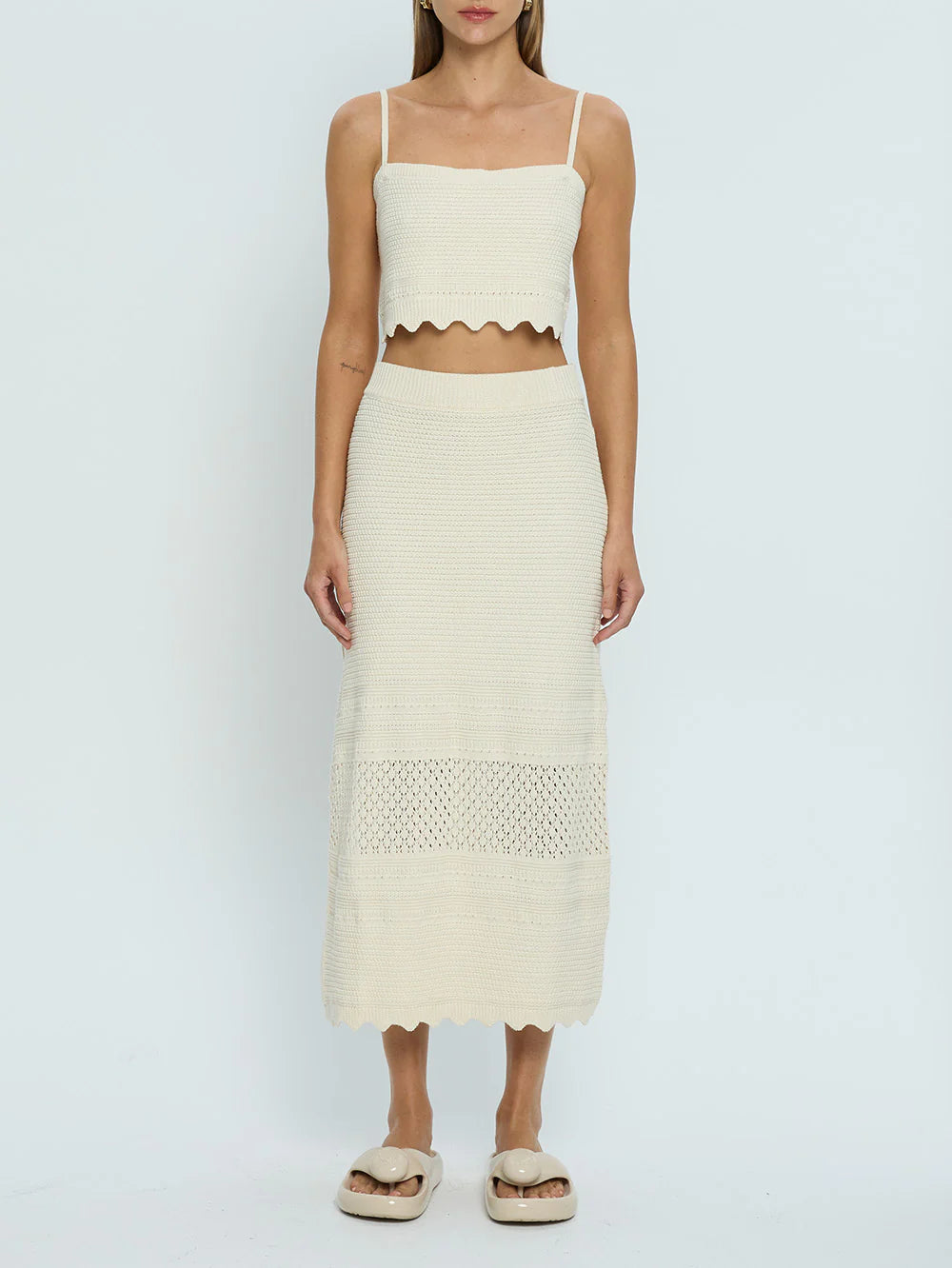 Kivari Sabela Knit Skirt Cream pencil skirt chic