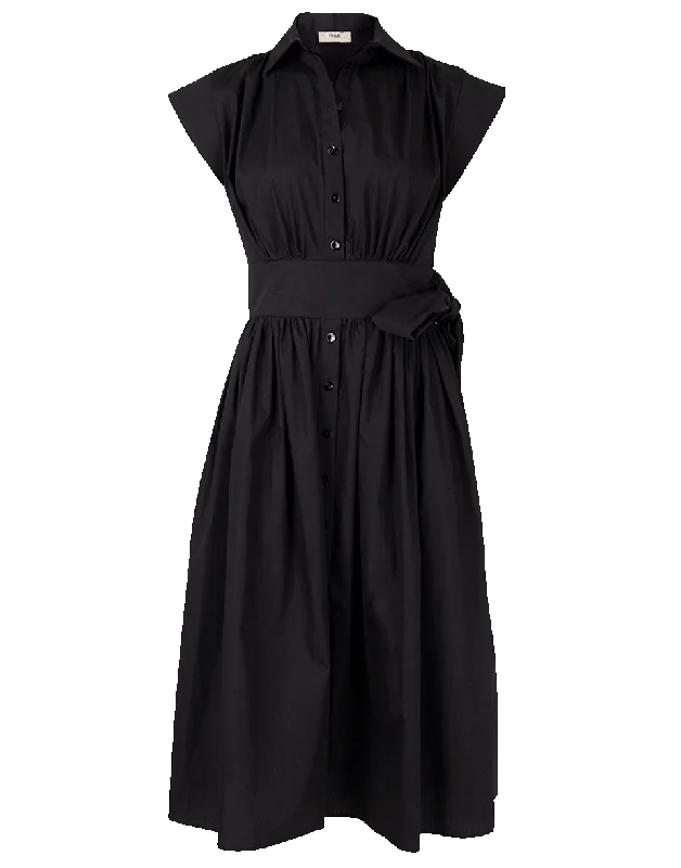Button Down Cotton Tie Dress Tunics Timeless classic