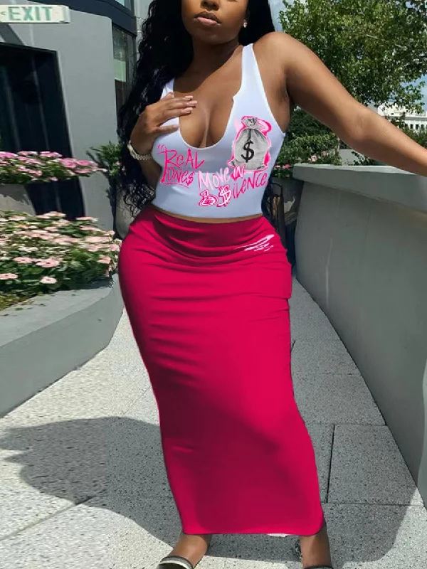 Vest long skirt 2pc set(CL12259) leather skirt sleek