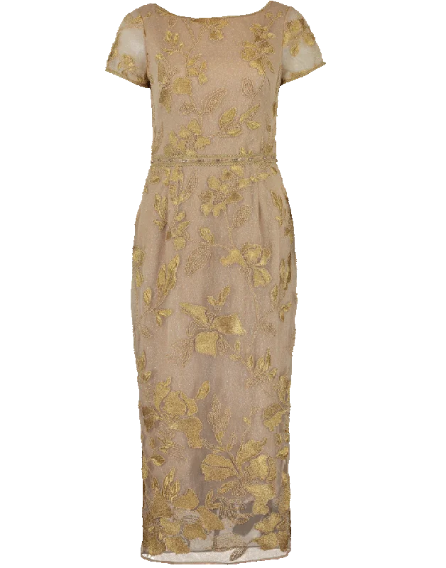 Metallic Floral Embroidered Dress Tunics Distressed trendy