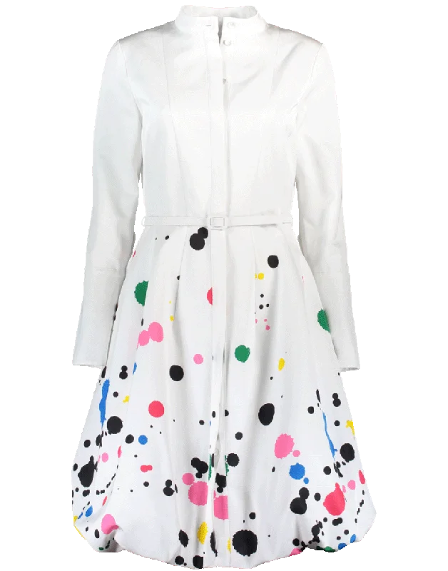Paint Splatter Dress Turtleneck Neckline Stylish