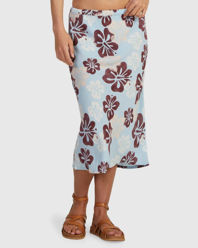 Aloha Sessions Midi Skirt satin skirt smooth