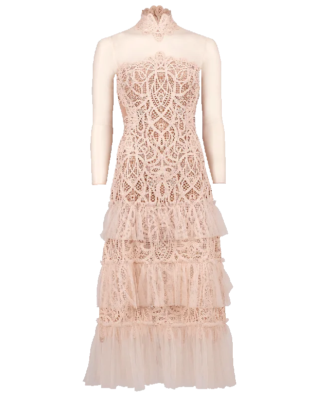Threaded Lace and Tulle Dress Tunics Brand named