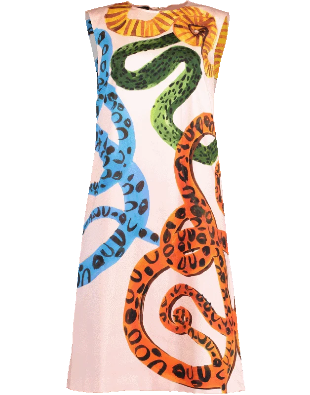 Dinisa Ribbon Print Dress Tunics Sophisticated sleek