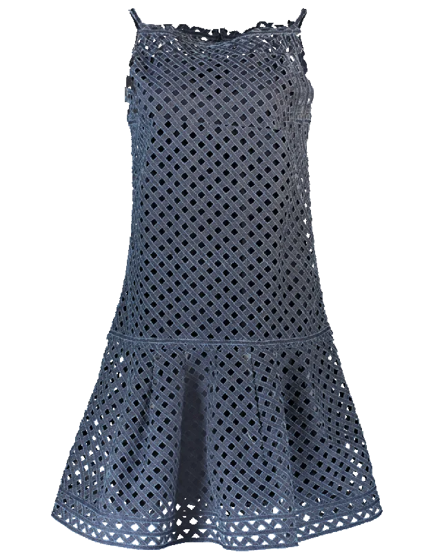 Lasercut Dress Crew Neckline Sporty