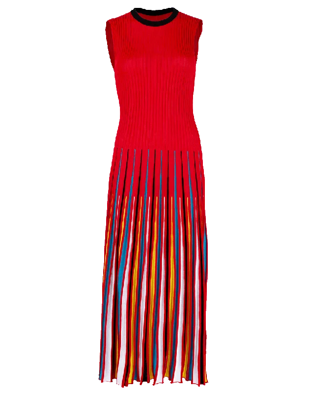 Midi Knit Stripe Dress Tunics Short Trendy