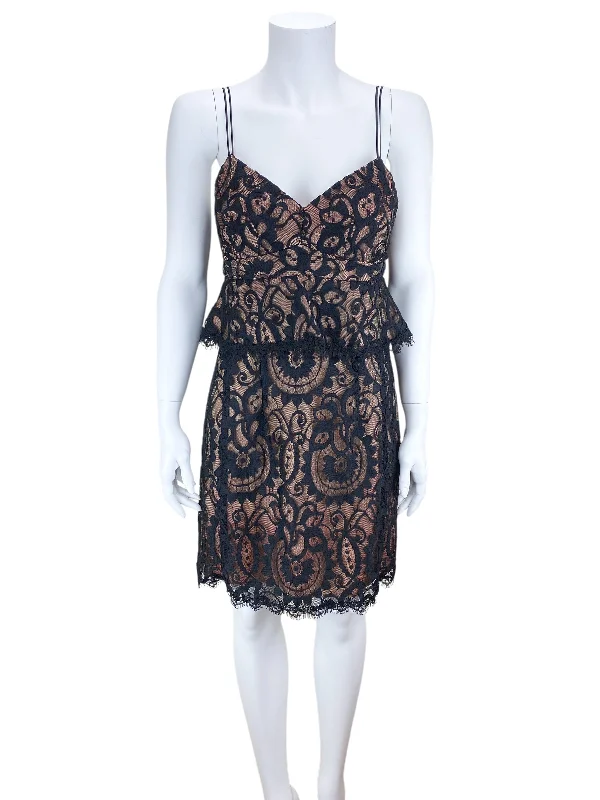 Nanette Lepore Women's Venetian Lace Peplum Dress Black Size 6 with Tags Tunics Luxurious high-end Nanette Lepore Women's Venetian Lace Peplum Dress Black Size 6 with Tags Tunics Luxurious high-end