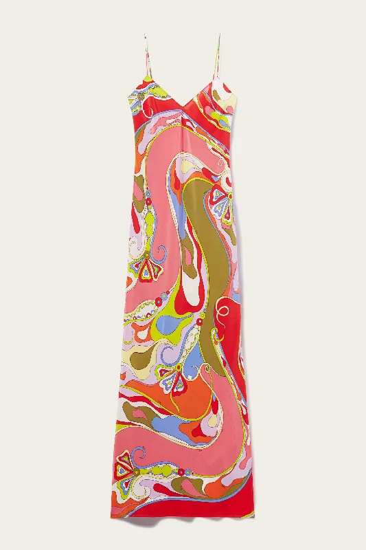 Orchidee-Print Silk Dress Tunics Ceremony elegant