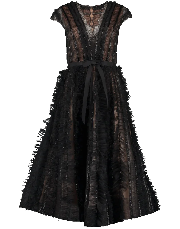 Plunge Neck Embellished Tulle Dress Tunics Business professional