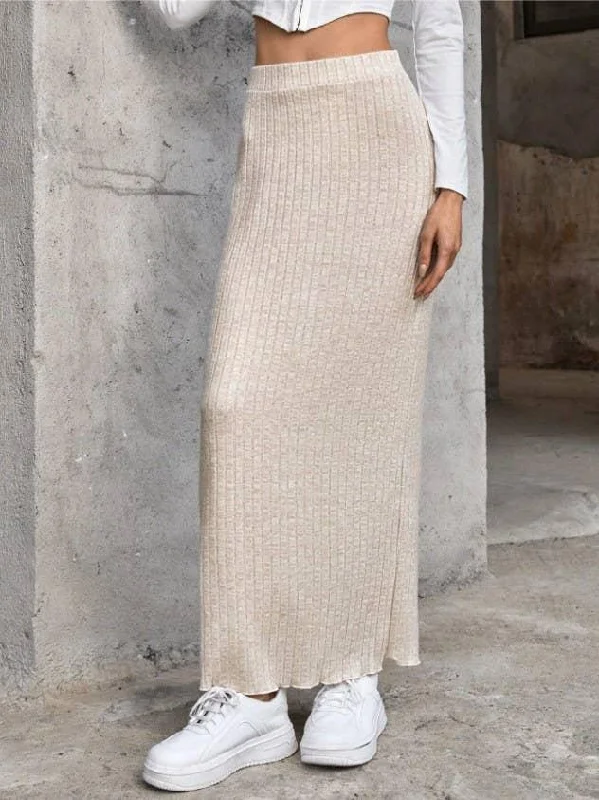 Solid Color Stripe Fabric Long Skirt G1102 relaxed fit skirt