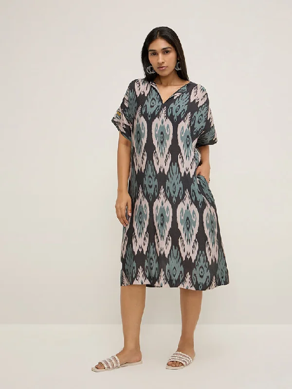 Diza Black Ikat Printed A-Line Dress Tunics Review highly