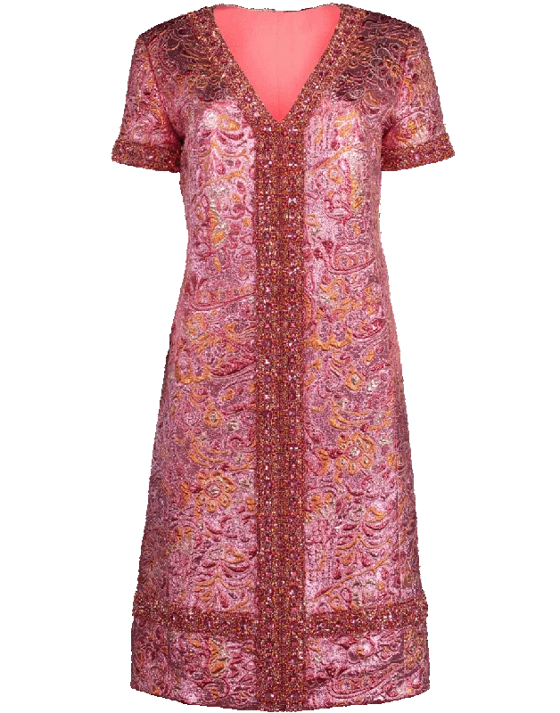 Jewel Trim Shift Dress Tunics Summer linen