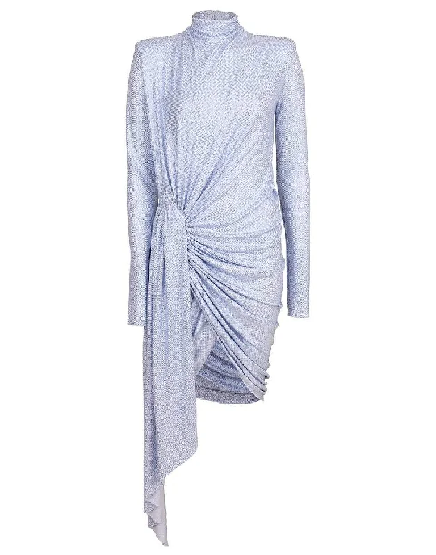 Microcrystal High Neck Dress Tunics Wedding white