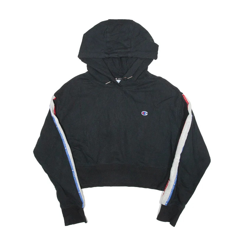 CHAMPION Cropped Hoodie Black Pullover Womens S Soft Wool Sweater
