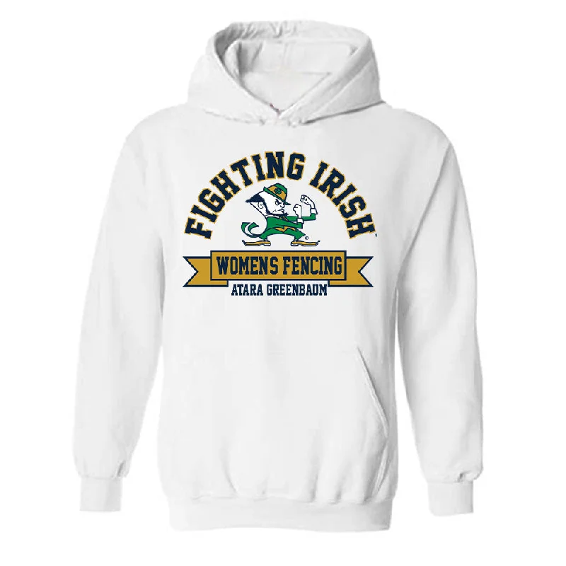 Notre Dame - NCAA Women's Fencing : Atara Greenbaum - Classic Fashion Shersey Hooded Sweatshirt Hoodie with Hem Drawcord Adjustable Customizable Notre Dame - NCAA Women's Fencing : Atara Greenbaum - Classic Fashion Shersey Hooded Sweatshirt Hoodie with Hem Drawcord Adjustable Customizable