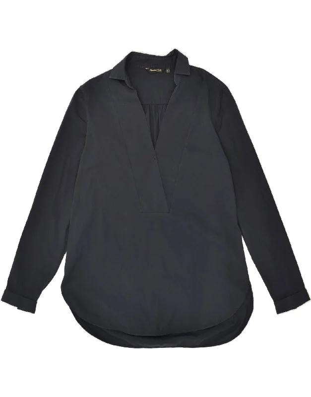 MASSIMO DUTTI Womens Pullover Shirt US 6 Medium Navy Blue Cotton One Shoulder Top