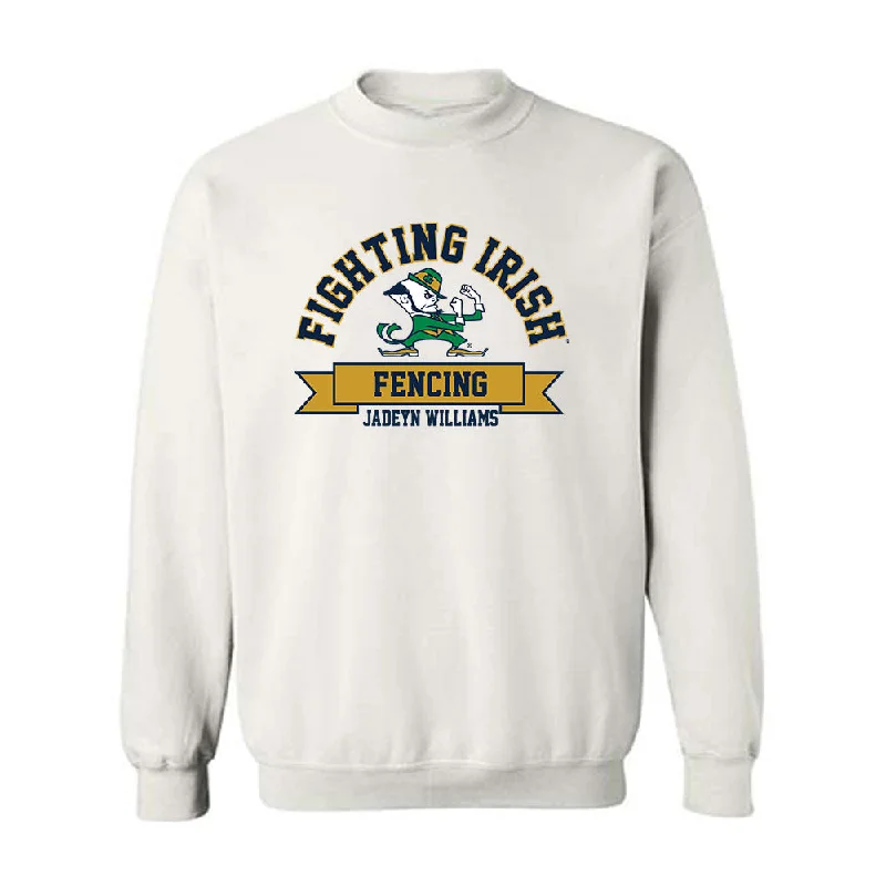 Notre Dame - NCAA Women's Fencing : Jadeyn Williams - Classic Fashion Shersey Crewneck Sweatshirt Cotton Hoodie Fleece Lining Warmth Notre Dame - NCAA Women's Fencing : Jadeyn Williams - Classic Fashion Shersey Crewneck Sweatshirt Cotton Hoodie Fleece Lining Warmth