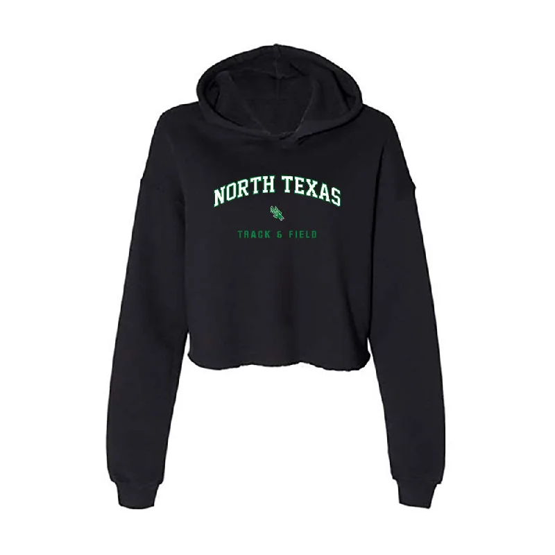 North Texas - NCAA Women's Track & Field : Kendahl Tucker - Women's Crop Fleece Hoodie Hoodie with Hem Lace Feminine Delicate