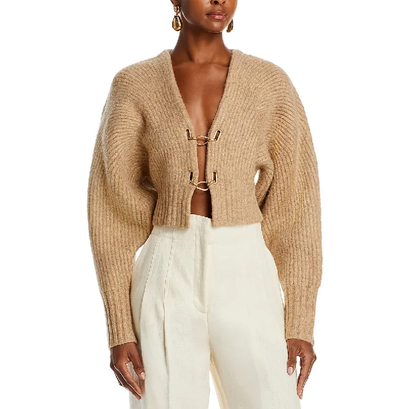 Casella Womens Crop Ribbed Trim Cardigan Sweater Zippered Front Buttoned Front Snap Front Casella Womens Crop Ribbed Trim Cardigan Sweater Zippered Front Buttoned Front Snap Front