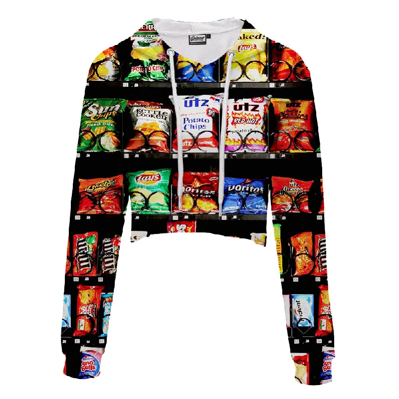 Vending Machine Snacks Crop Hoodie Hoodie with Snap Buttons Easy Quick