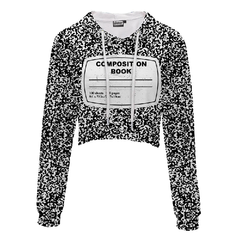 Composition Book Crop Hoodie Hoodie with Half-Zip Sporty Casual