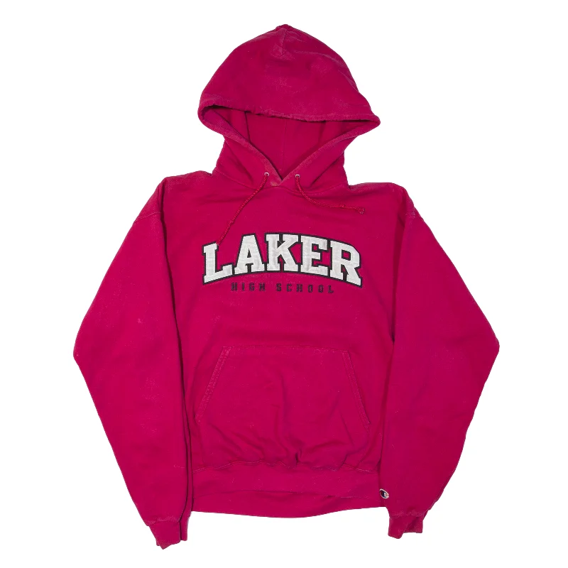CHAMPION Laker High School USA Hoodie Pink Pullover Womens L Short Sleeve Top