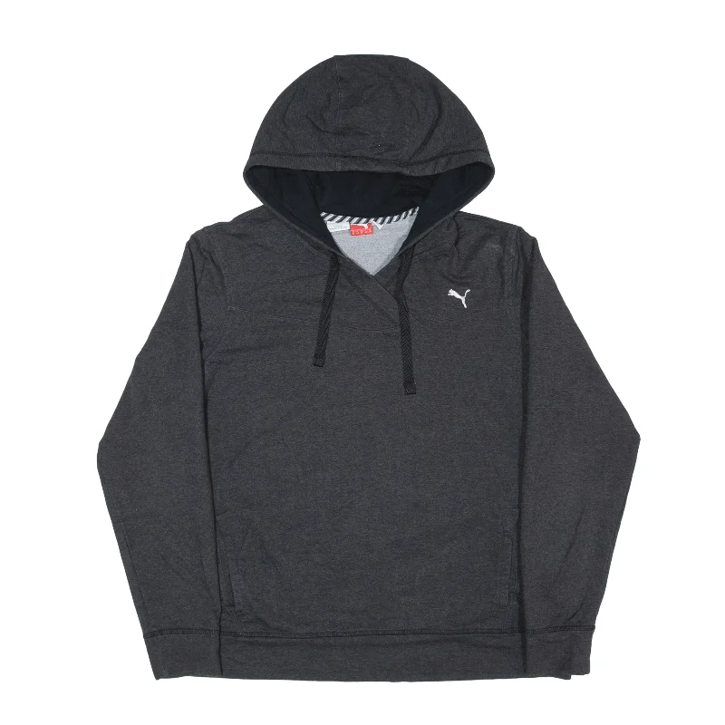 PUMA Hoodie Grey Pullover Womens UK 16 Deep Neck Pullover