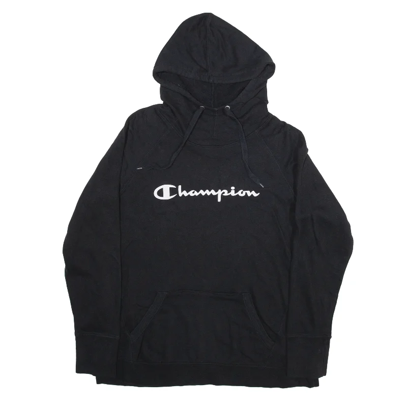 CHAMPION Hoodie Black Pullover Womens L Fleece Warm Pullover