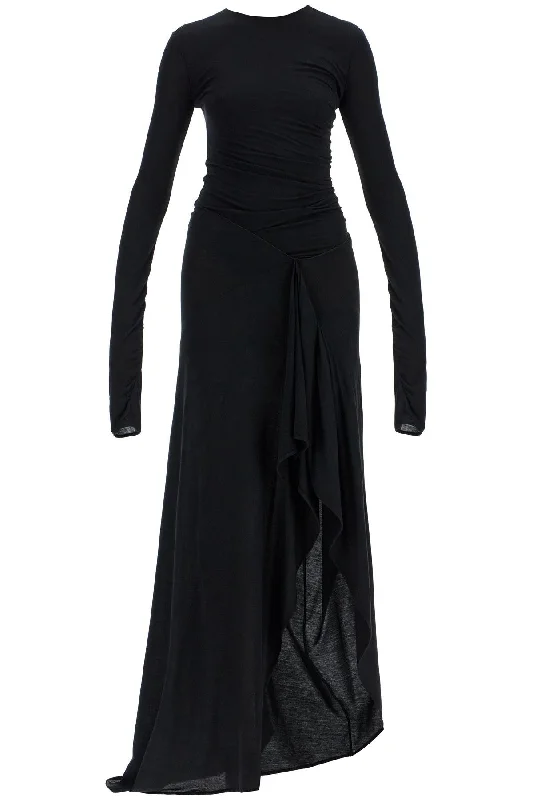 The Attico Women's Long Draped Jersey Dress With Pleats