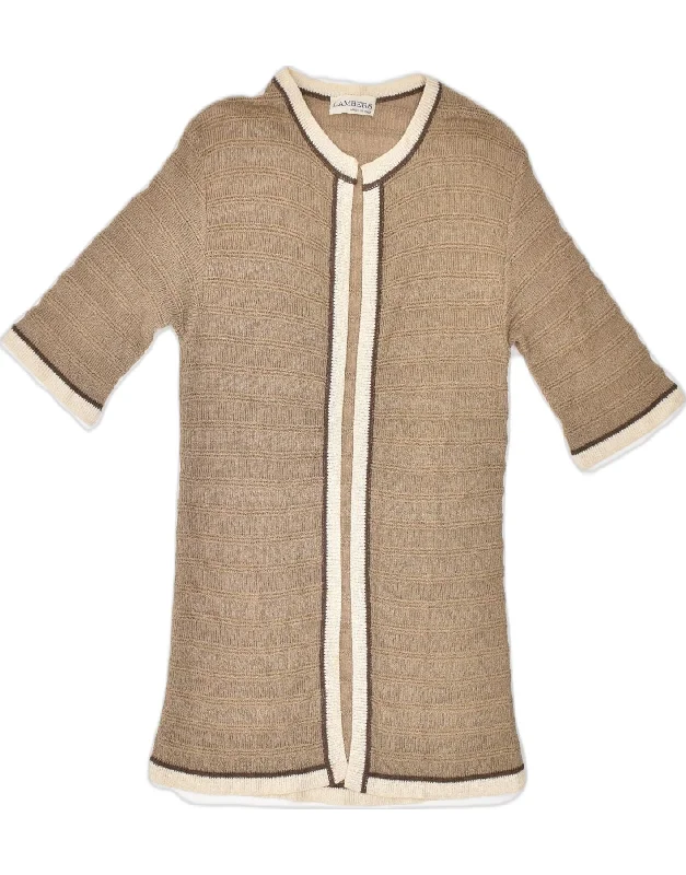 VINTAGE Womens Longline 3/4 Sleeve Cardigan Sweater IT 44 Medium Brown Lace Blend Ribbed Blend Corduroy Blend VINTAGE Womens Longline 3/4 Sleeve Cardigan Sweater IT 44 Medium Brown Lace Blend Ribbed Blend Corduroy Blend