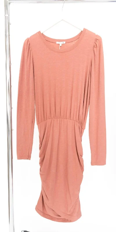 Puff Sleeve Shirred Dress In Spice