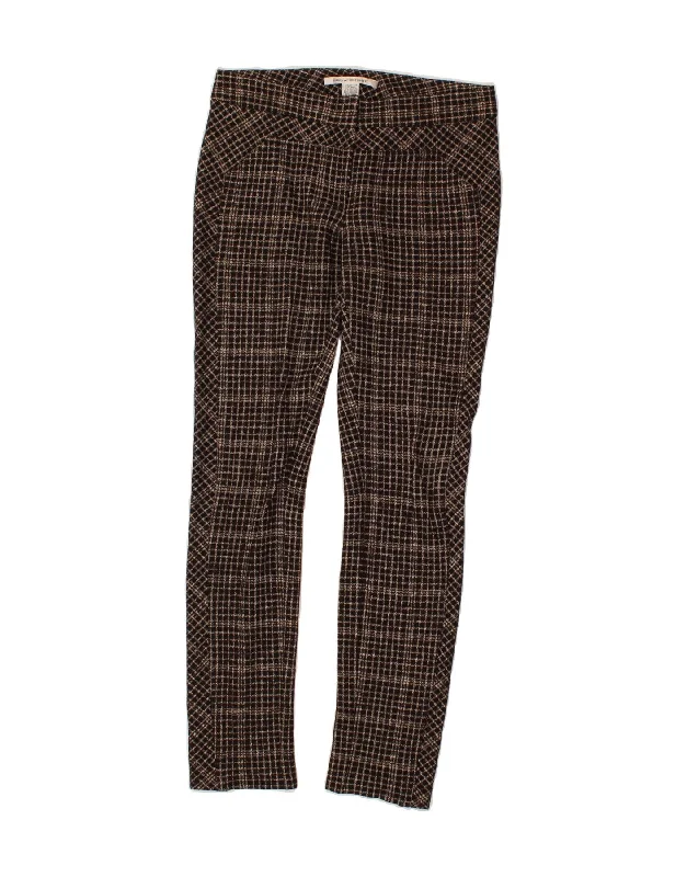 VINTAGE Womens Slim Chino Trousers US 8 Medium W30 L30 Brown Check Cotton Trousers Timeless Classic VINTAGE Womens Slim Chino Trousers US 8 Medium W30 L30 Brown Check Cotton Trousers Timeless Classic