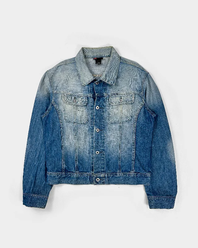 Diesel Trucker Washed Denim Jacket 2000's Belted Jacket Elasticated Jacket Padded Jacket