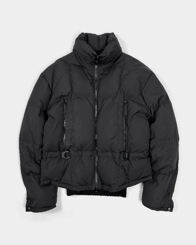 Armani Cropped Puffer Black Jacket 2000's Zippered Jacket Buttoned Jacket Snapped Jacket