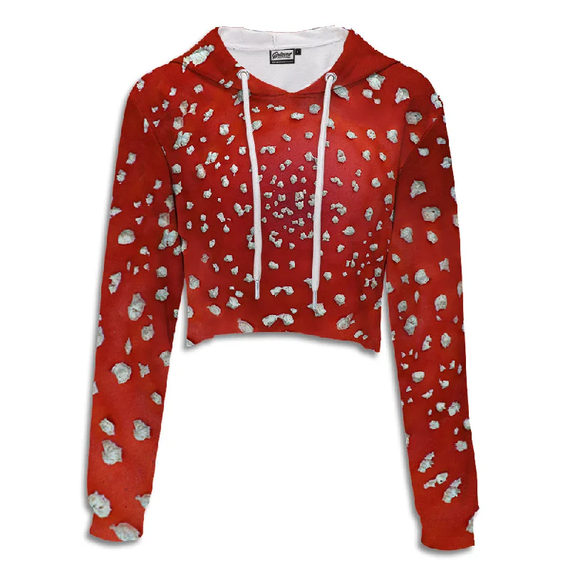 Fly Agaric Crop Hoodie Hoodie with Slit Hem Functional Movement