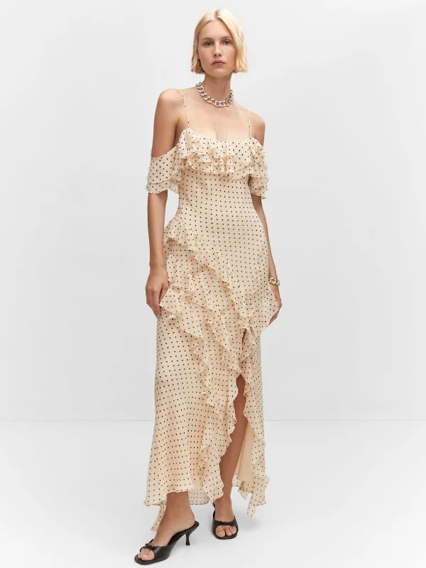 Polka-dot ruffled dress