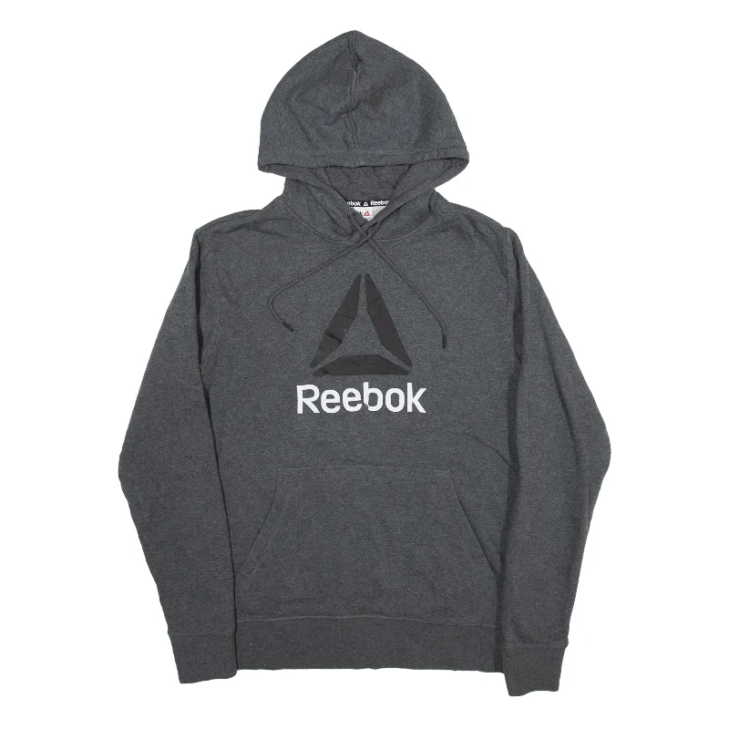 REEBOK Hoodie Grey Pullover Womens M Three Quarter Sleeve