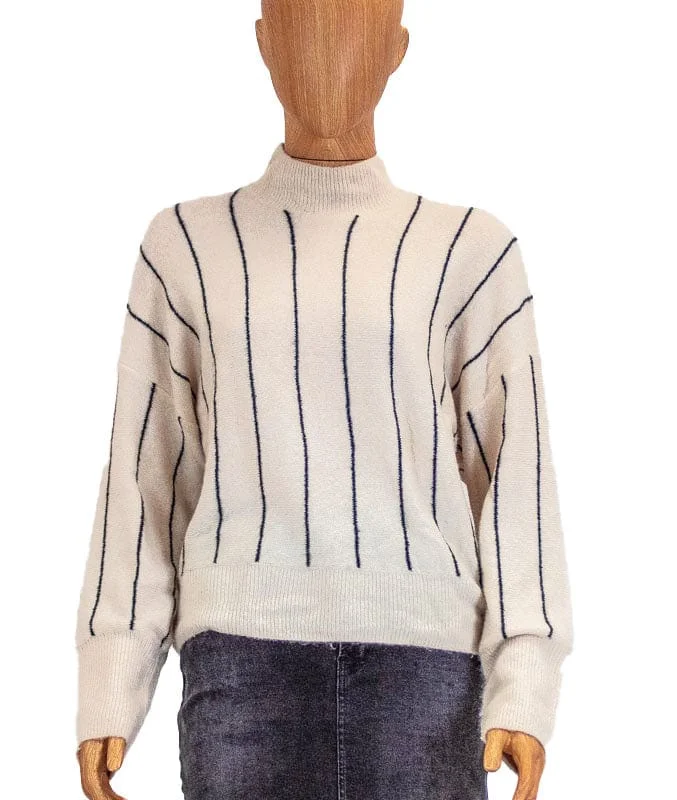 Striped Pullover Sweater Button Front Sweater
