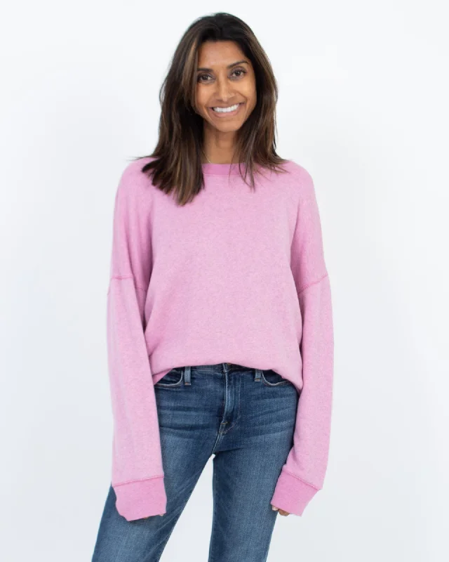Pink Pullover Sweatshirt Lapel Neck Sweater
