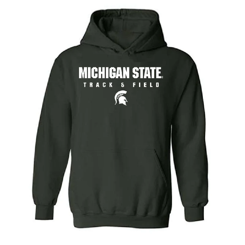 Michigan State - NCAA Women's Track & Field : Anyssa Hall - Classic Shersey Hooded Sweatshirt Hoodie with Stripes Bold Sporty