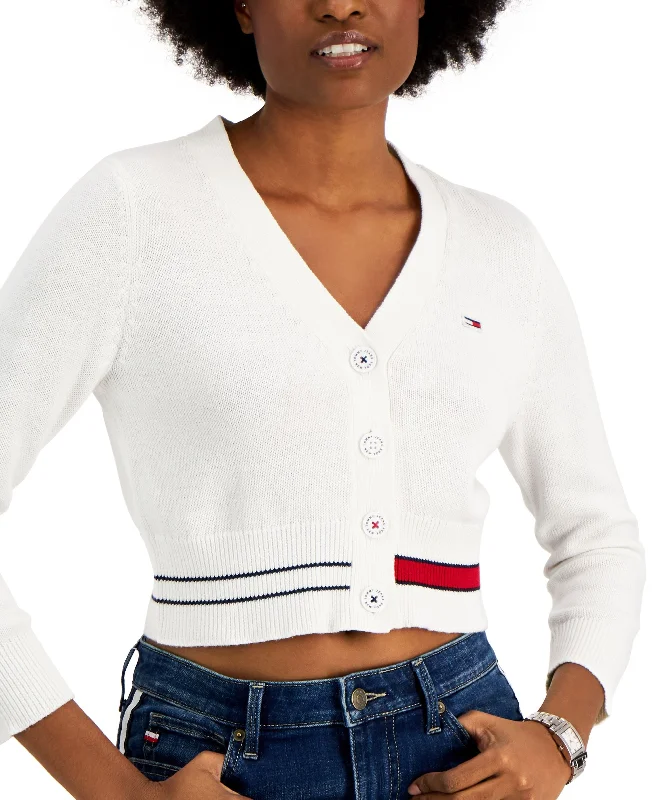 Tommy Jeans Cropped Cardigan Spandex Rayon Corduroy