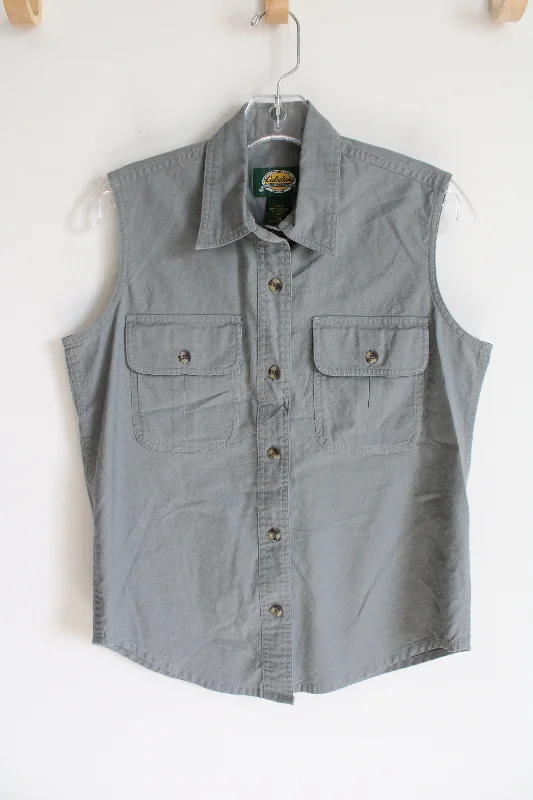 Cabela's Gray Green Cotton Button Down Tank | S lightweight tank top