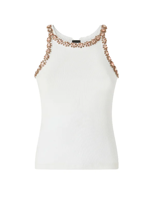 Coriandoli crystal-embroidery tank top flirty tank top