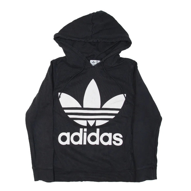 ADIDAS Hoodie Black Pullover Womens UK 8 Slit Sleeve Stylish